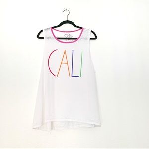 Chaser Neon Cali White Sleeveless Graphic Tank